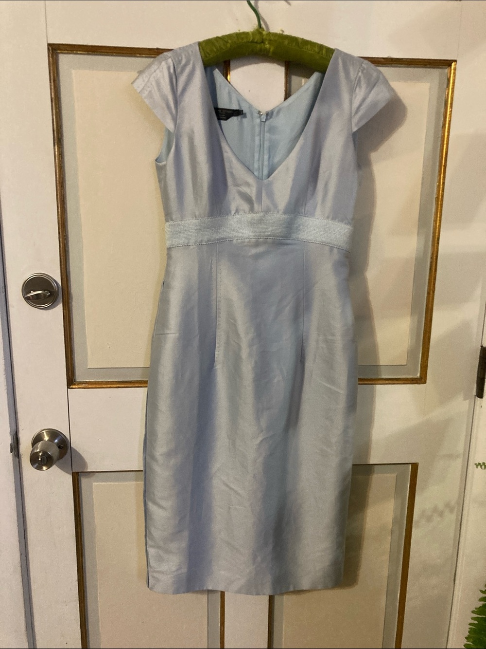 Adrienne Vittadini Pale Blue V-Neck Cap Sleeve Midi Dress